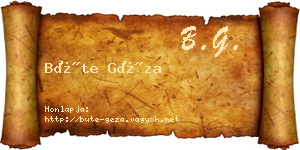 Büte Géza névjegykártya