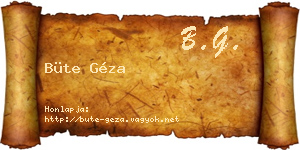Büte Géza névjegykártya